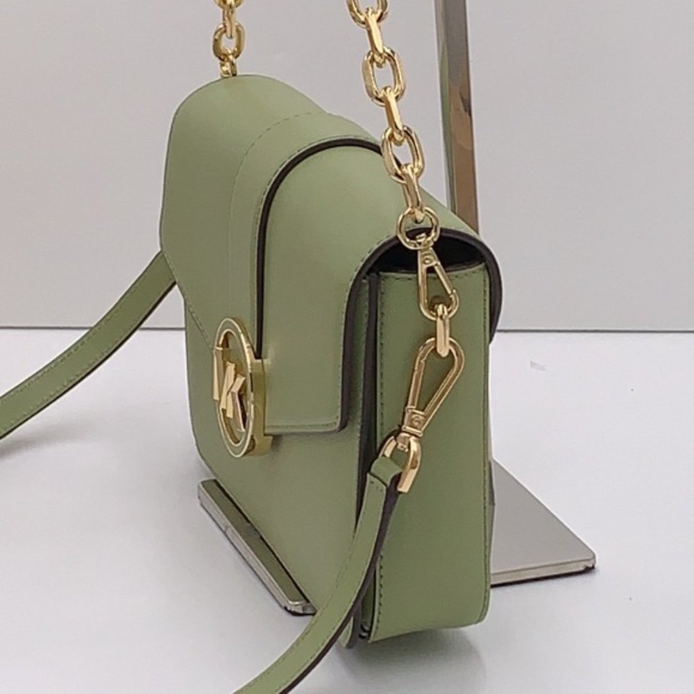 Michael Kors Carmen Medium Leather Convertible Shoulder Bag Crossbody Light Sage - Picture 15 of 16